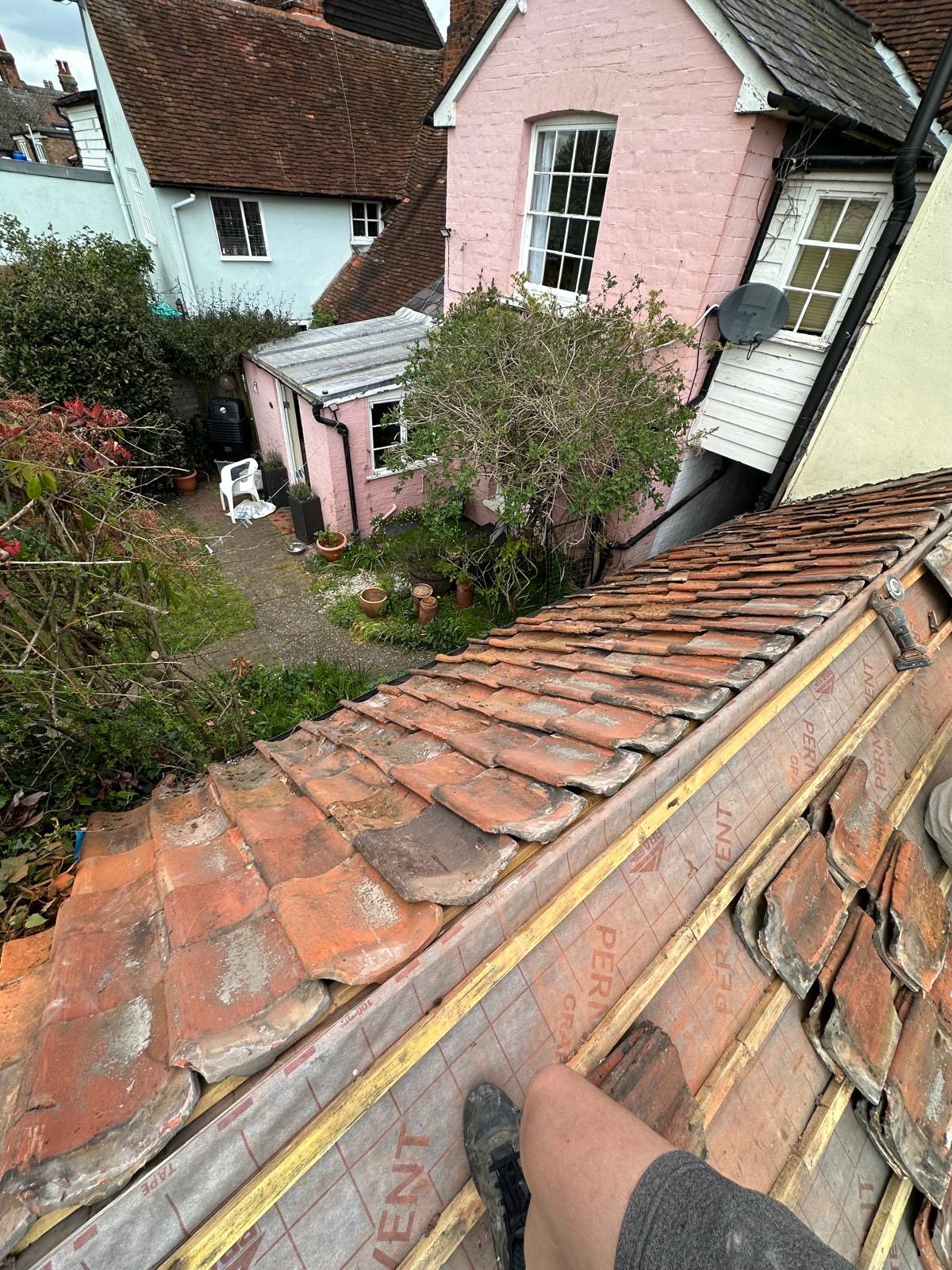 Aerial view of Suffolk rooftops at golden hour